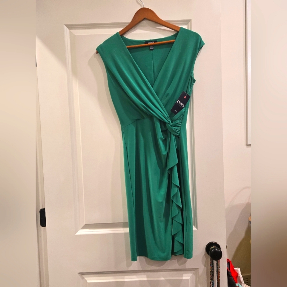 Emerald Green Sheath Dress with V-Neck Short Sleeves for Cocktail